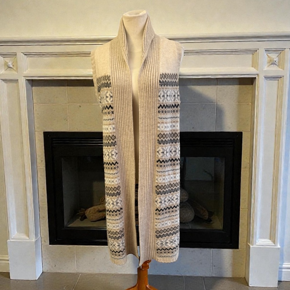 Qi Cashmere Long Sweater Vest Size Medium